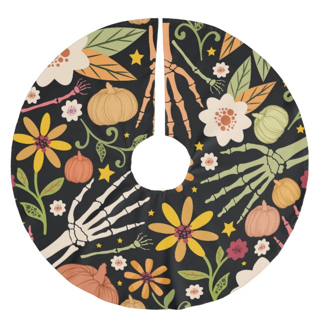 Halloween ben, blommigt sömlös mönster. julgransmatta borstad polyester (Framsidan)