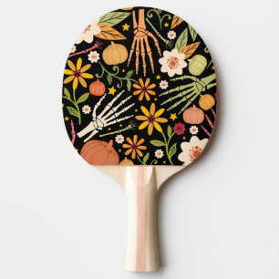 Halloween ben, blommigt sömlös mönster. pingisracket