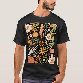 Halloween ben, blommigt sömlös mönster. t shirt