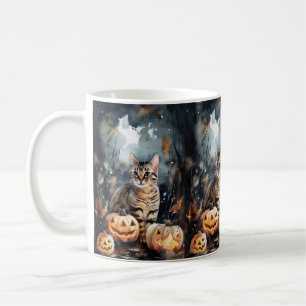 Halloween-bengalkatt med pumpor kaffemugg