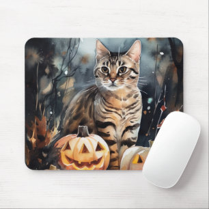 Halloween-bengalkatt med pumpor musmatta