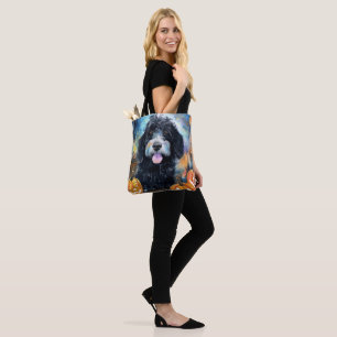 Halloween Bernedoodle med pumpor Scary Tygkasse