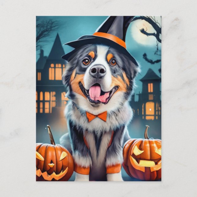 Halloween Berner Sennenhund Vykort (Framsida)
