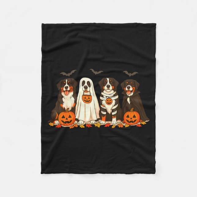 Halloween Bernese Mountain Dog Ghost Soky Bernese  Fleecefilt (Framsidan)