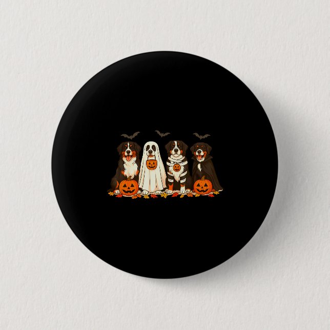 Halloween Bernese Mountain Dog Ghost Soky Bernese  Knapp (Framsida)