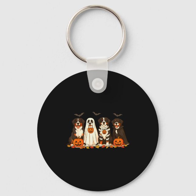Halloween Bernese Mountain Dog Ghost Soky Bernese  Nyckelring (Framsida)