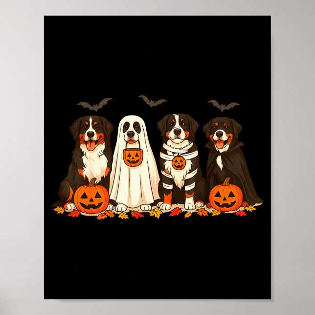 Halloween Bernese Mountain Dog Ghost Soky Bernese  Poster (Framsidan)