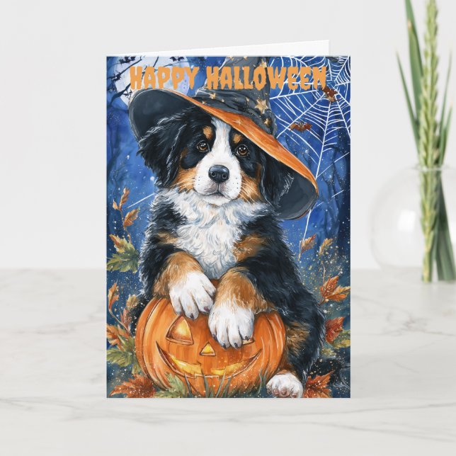 Halloween Bernese Mountain Dog Helgkort (Framsida)