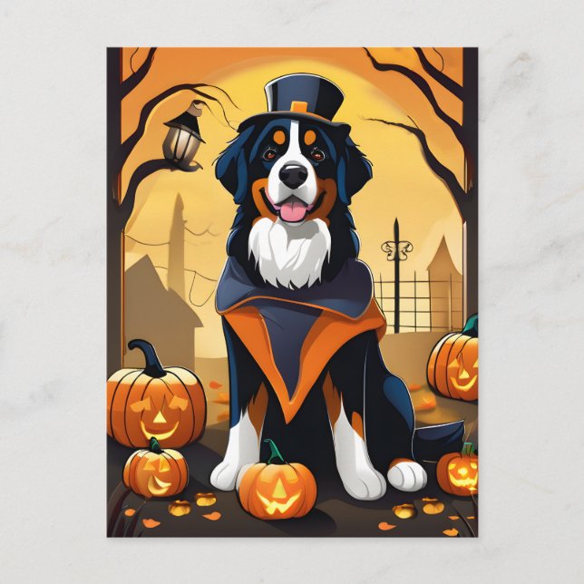Halloween Bernese Mountain Hund Postcard Vykort (Framsida)