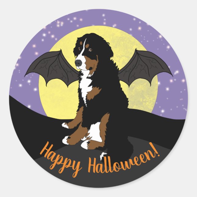 Halloween Bernese Mountain Hund Runt Klistermärke (Framsida)