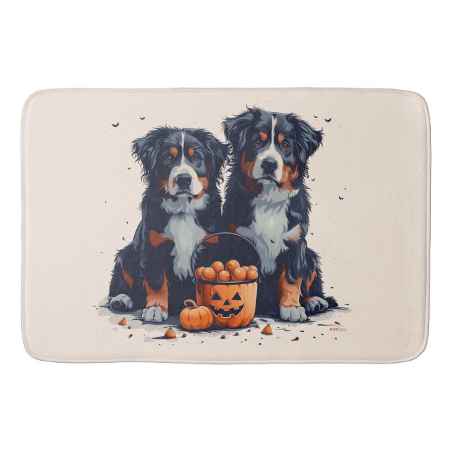 Halloween Bernese Mountain Hundar Pumpkin Badrumsmatta (Framsidan)
