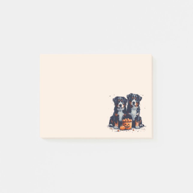 Halloween Bernese Mountain Hundar Pumpkin Post-it Block (Framsida)