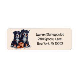 Halloween Bernese Mountain Hundar Pumpkin Returadress Etikett
