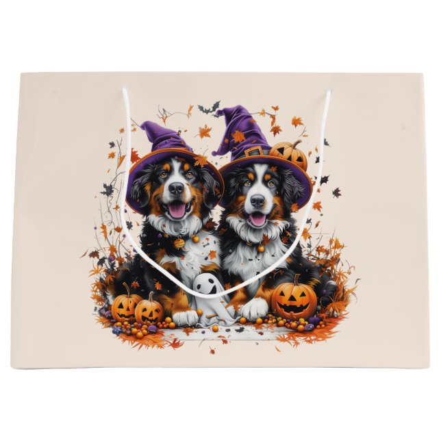 Halloween Bernese Mountain Hundar Witch Ghost (Framsidan)