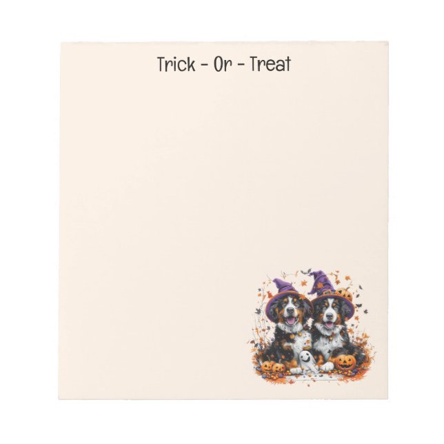 Halloween Bernese Mountain Hundar Witch Ghost Anteckningsblock (Framsida)