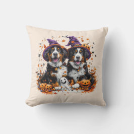 Halloween Bernese Mountain Hundar Witch Ghost Kudde