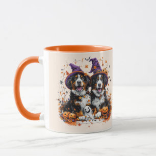 Halloween Bernese Mountain Hundar Witch Ghost Mugg