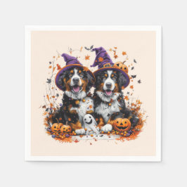 Halloween Bernese Mountain Hundar Witch Ghost Pappersservett