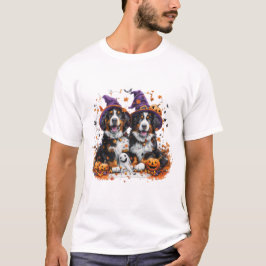 Halloween Bernese Mountain Hundar Witch Ghost T Shirt