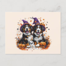 Halloween Bernese Mountain Hundar Witch Ghost