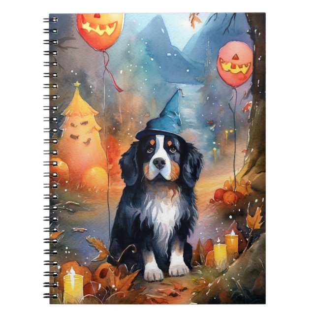 Halloween Bernese Mountain med pumpor Scary Anteckningsbok (Framsidan)