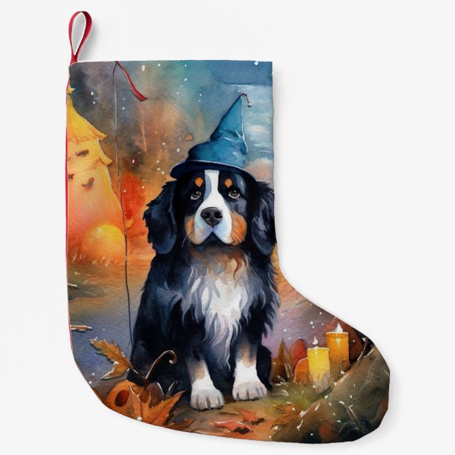 Halloween Bernese Mountain med pumpor Scary Liten Julstrumpa (Framsidan)