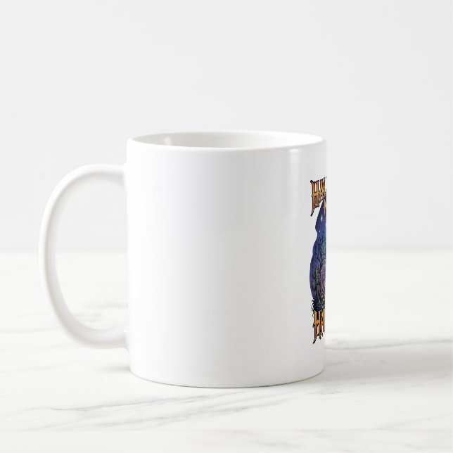Halloween Betyder Lycka Spök Slott Häxa Moo Kaffemugg (Vänster)