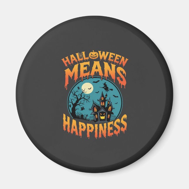 Halloween betyder lycka Spökhus Vektor Magnet (Framsidan)