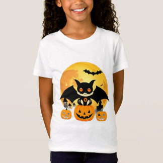 Halloween Bevingad Katt Under Fullmåne Kuslig Pump T Shirt