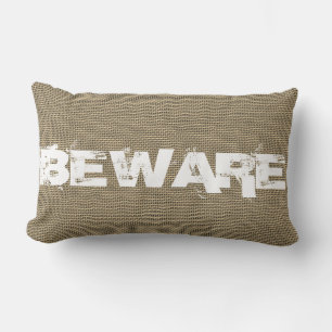 Halloween Beware Burlap Lumbarkudde