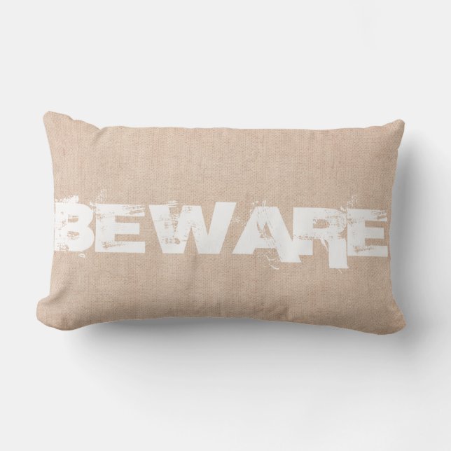 Halloween Beware Burlap Lumbarkudde (Framsida)