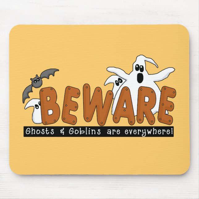 Halloween Beware T-shirts och presenter Musmatta (Framsidan)