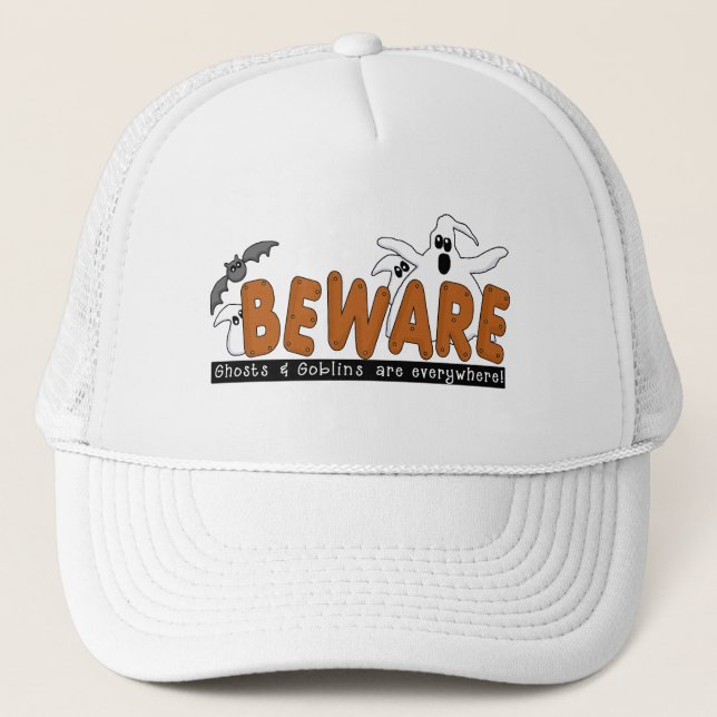 Halloween Beware T-shirts och presenter Truckerkeps (Framsida)