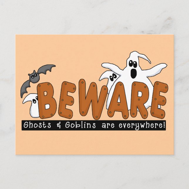 Halloween Beware T-shirts och presenter Vykort (Framsida)