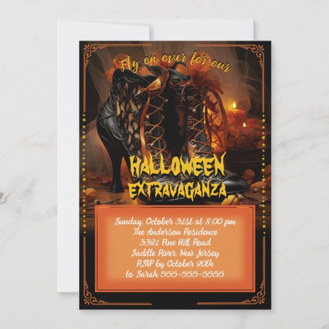 Halloween Bewitched Boots Inbjudningar (Framsida)