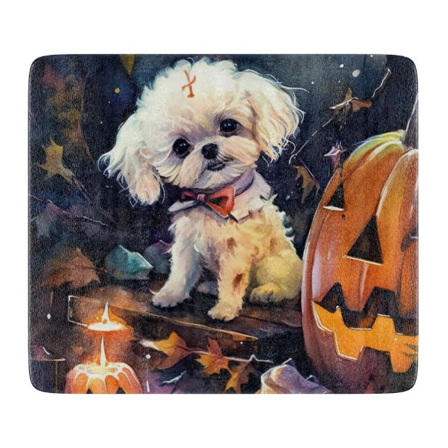 Halloween Bichon frise med pumpor Scary (Framsidan)