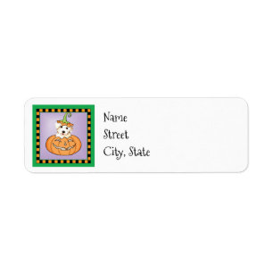 Halloween Bichon Returadress Etikett