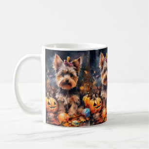 Halloween Biewer Terrier Med Pumpa Skräck Kaffemugg