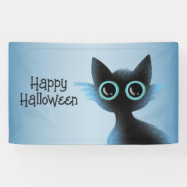 Halloween Big Ögon Black Blue Evil Cat