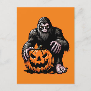 Halloween Bigfoot Pumpkin Skrämmer Vykort
