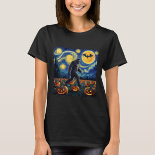 Halloween Bigfoot Starry Night Van Gogh T Shirt