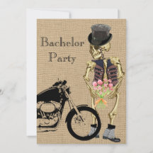Halloween Biker Skeleton Bachelor Party-inbjudan