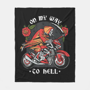 Halloween Biker Skeleton på min väg till helvetets Fleecefilt