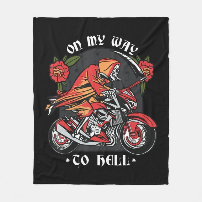 Halloween Biker Skeleton på min väg till helvetets Fleecefilt (Framsidan)