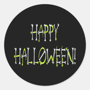 Halloween-bilder och bentext runt klistermärke