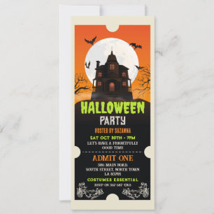 Halloween Biljett Haunted House Party Horror Inbjudningar