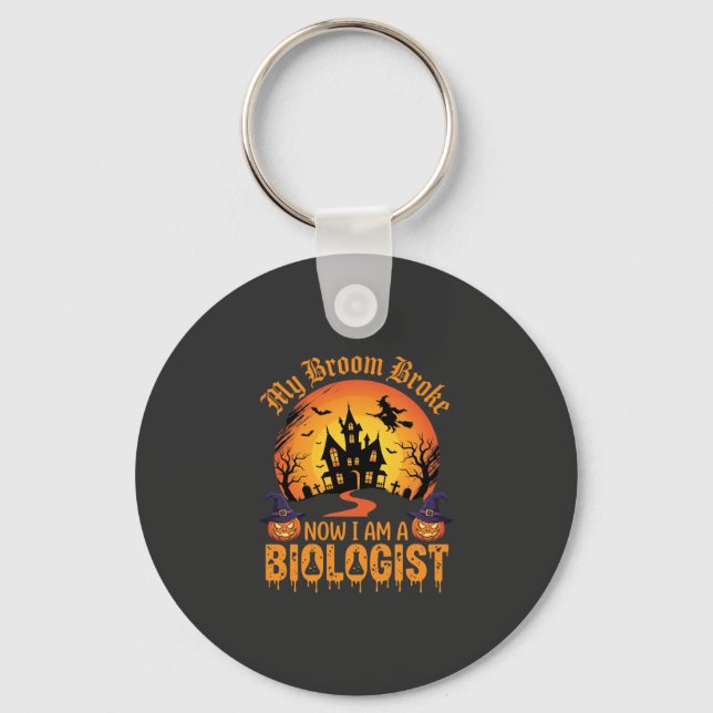 Halloween Biolog Witch Pumpa Spökhus De Nyckelring (Framsida)