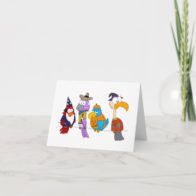 Halloween Birds på en Wire Kort (Framsida)