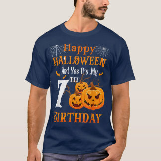 Halloween Birthday 7-årig 7:e Party Pumpkin Sp T Shirt