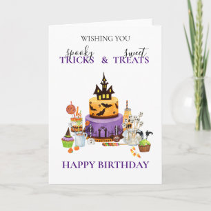 Halloween Birthday Cake Sweets Kort